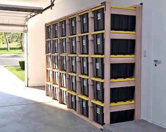 DIY Plastic Tote Storage Rack Plans | Garage Storage Organizer | 2x4 Woodworking Plan | Instant Download