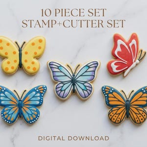 Butterfly Cookie Cutter Stamp Set | 10 piece Emboss Deboss Designs (Digital Download)
