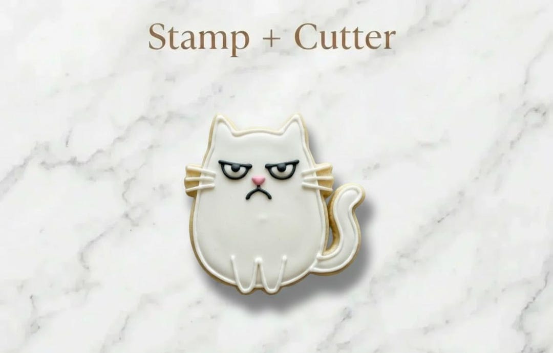 Grumpy Cat Cookie Cutter Stamp, Funny Kitty Baking Tool, PLA Plastic ...