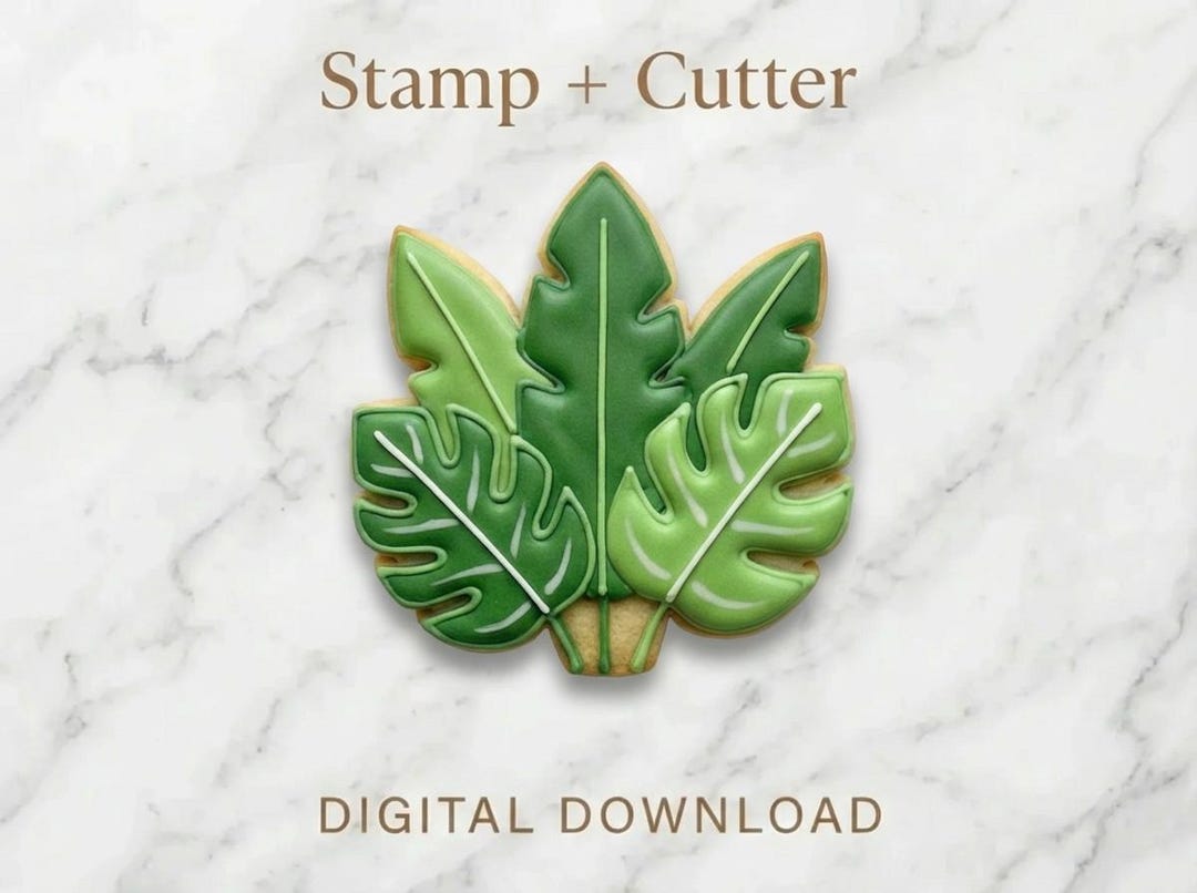 Tropical Leaves Cookie Cutter STL | Jungle Monstera Leaf Stamp (digital ...