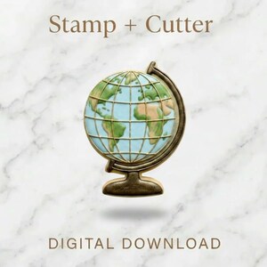 Globe-koekjesvormer en -stempel STL, digitaal download 3D-afdrukbestand voor koekjes