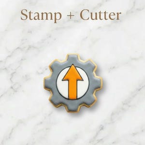 Gear and Arrow Cookie Cutter Stamp – Progress Icon Business Baking Tool