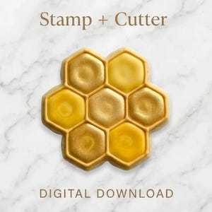 ハニカムクッキー型抜き（STLファイル）｜ミツバチをテーマにしたテクスチャデザイン（デジタルダウンロード）