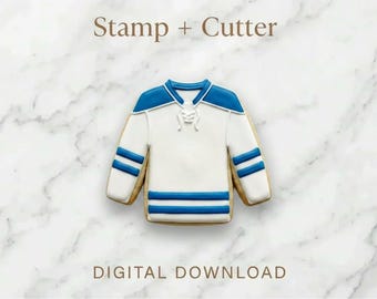 Cortador y sello para galletas de camiseta de hockey (archivo STL) / Cortador de galletas de suéter de hockey / Sello para galletas de camiseta de equipo deportivo / Descarga digital
