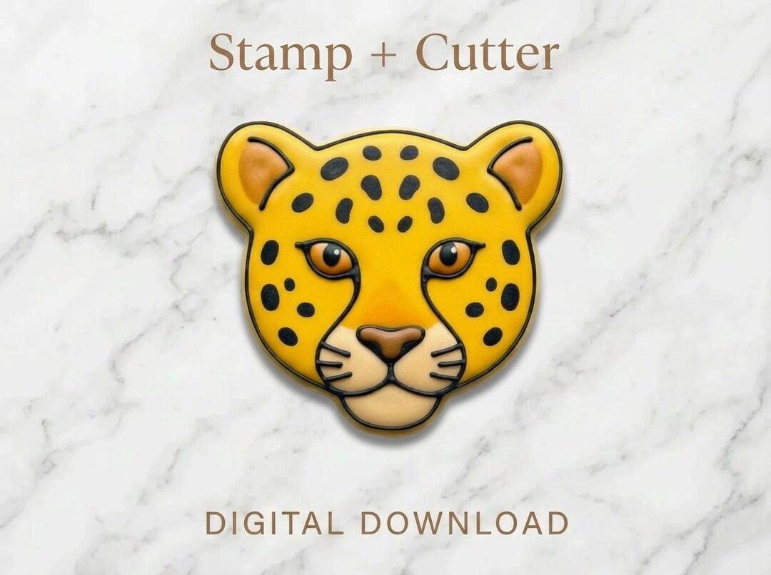 Leopard Cheetah Cookie Cutter Stamp STL | Safari Jungle Animal Baking ...