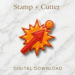 Cortador de galletas Comic Burst Arrow STL / Sello para galletas de superhéroes / Cortador de galletas estilo POW / Cortador de galletas Comic Cookie STL / Descarga imprimible en 3D