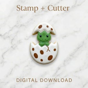 Baby Dinosaurier schlüpfen Ei Cookie Stamp Cutter STL | Gefleckter Dino beim Eier backen (Digitaler Download)