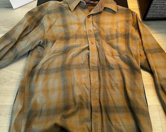 Pendleton Herren T-Shirt, Wolle, Suede Patches, Karomuster, groß