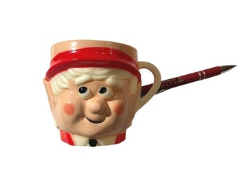 Vintage Keebler Elf Ernie Plastikbecher F & F Mould Die Works Werbung mit Box