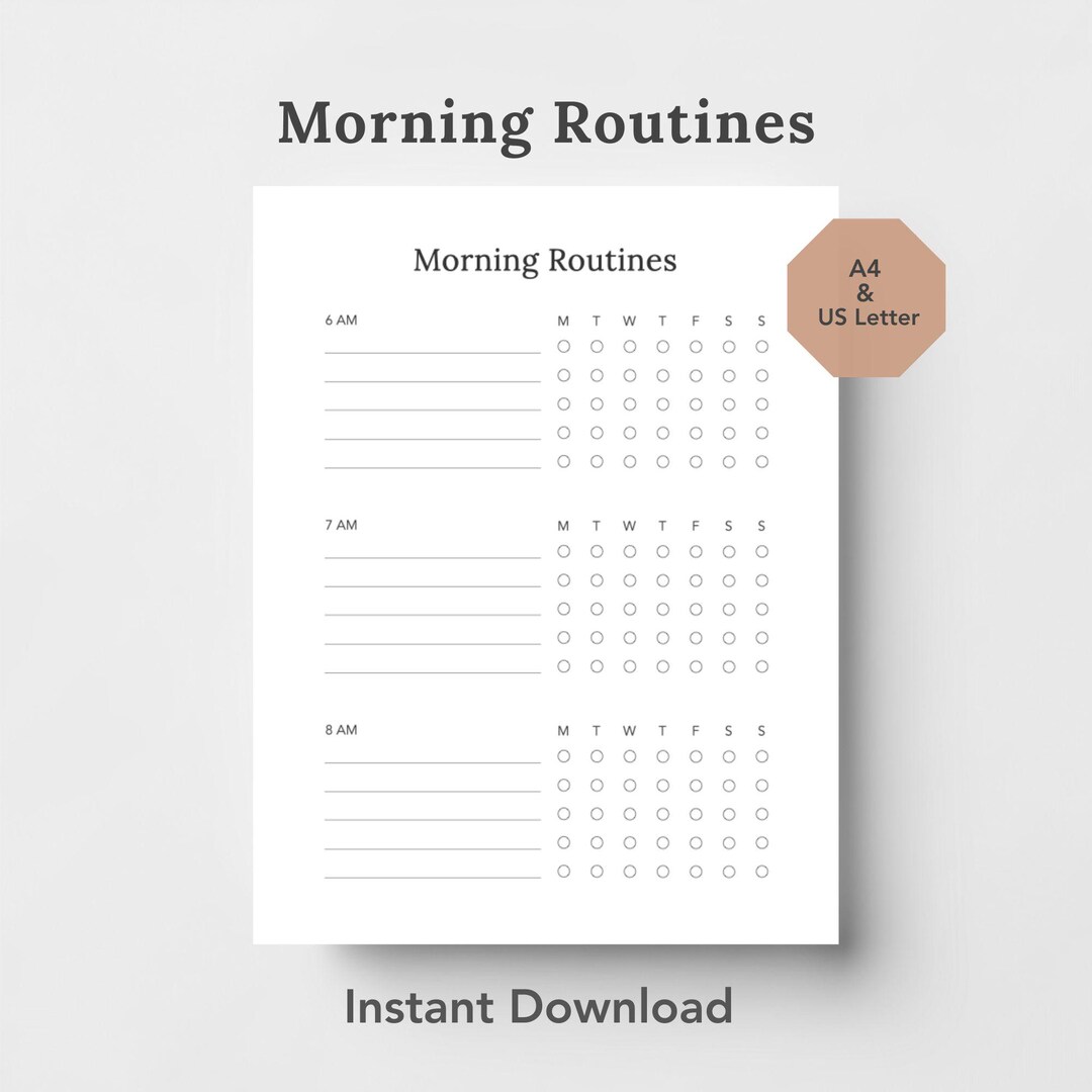 Morning Routines, 6AM 7AM 8AM Time Tracker,a4 & Letter Printable PDF - Etsy