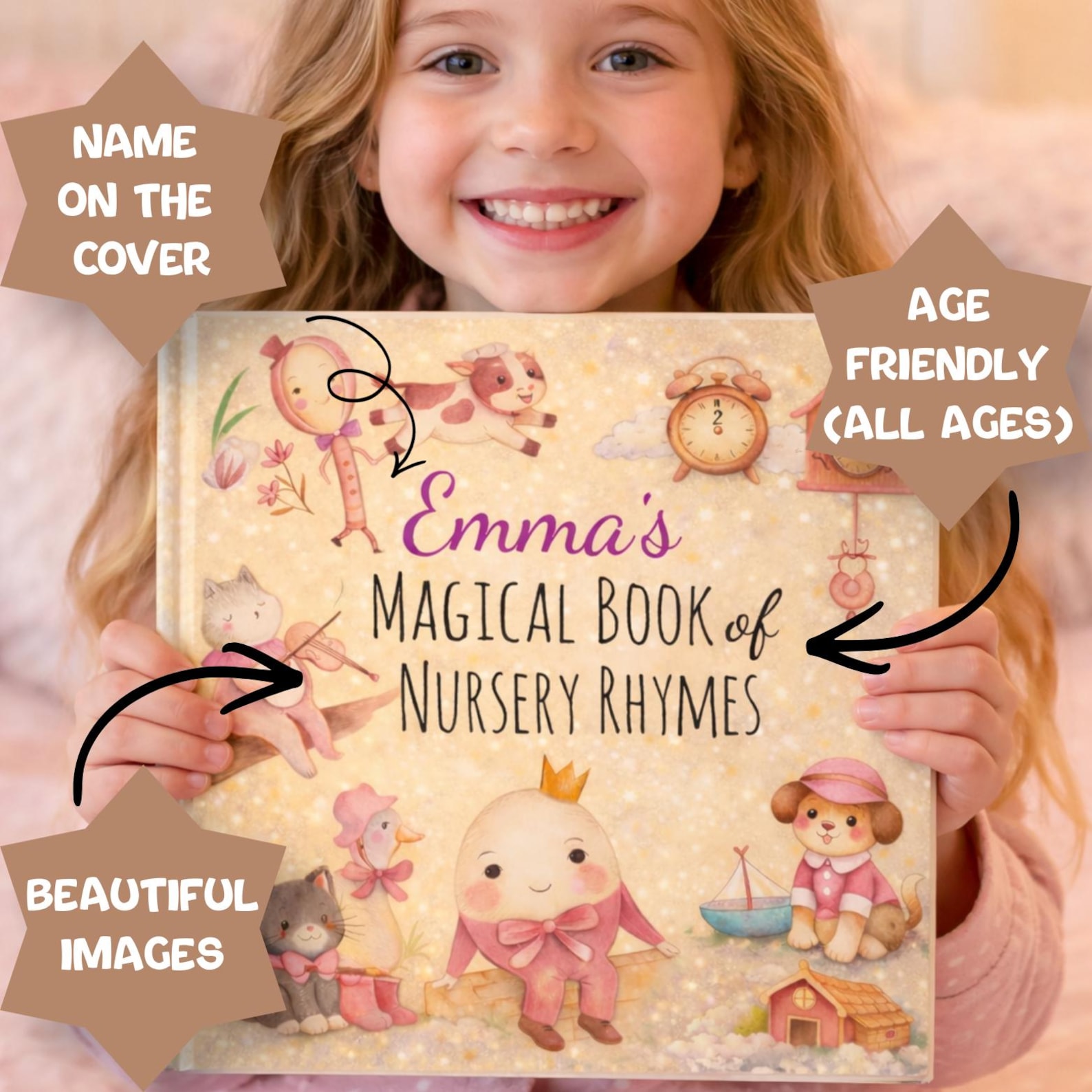Personalized Nursery Rhymes Book With Audio, Custom Baby Name Storybook ...