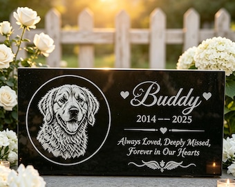 Personalized Dog Memorial Plaque Custom Pet Grave Marker Black Marble Pet Loss Gift Garden Stone Always Loved Forever In Our Hearts