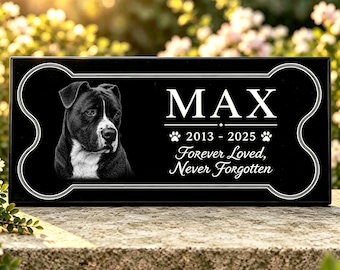 Custom Dog Memorial Plaque, Personalized Pet Portrait Bone Sign, Dog Loss Gift,Engraved Pet Keepsake, Forever Loved Remembrance Garden Decor