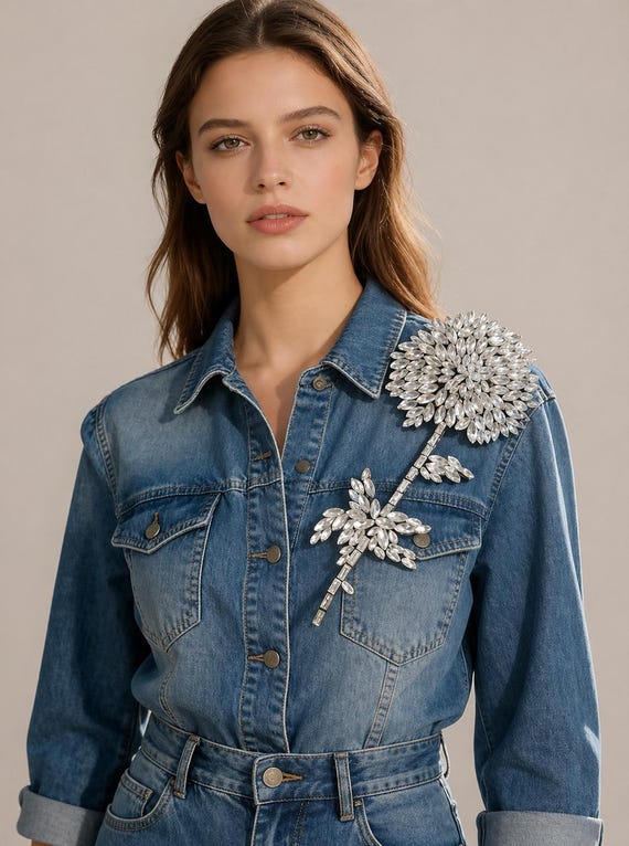 Handmade Large Crystal Flower Brooch, Rhinestone Floral Pin, Statement Wedding Brooch, Elegant Gift for Women