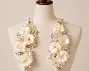 Broche floral de cristal hecho a mano, adorno para fajín de vestido de novia, accesorio de boda