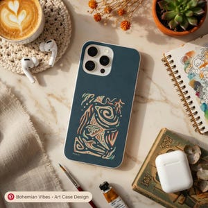 iPhone-hoesje abstracte kunst Mimi | Oranje Swirl-beschermhoes | Tribale bohostijl