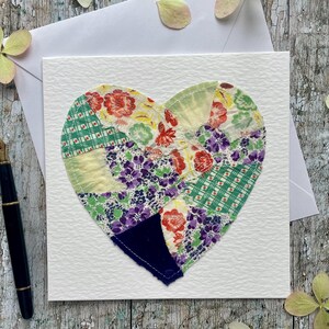 Carte de voeux, carte unique romantique, carte vintage patchwork, carte à envoyer ou à encadrer, vendeur britannique, n° 11