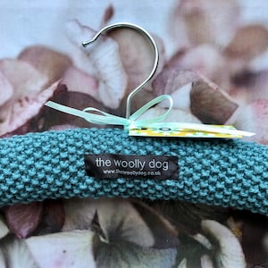 Children&#39;s Hand Knitted Padded Hanger, Baby Shower Gift, Newborn Present, Photo Prop, Handmade, Pure Wool, UK Seller