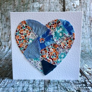 Carte de voeux, carte vintage patchwork, carte romantique unique en son genre, carte de la Saint-Valentin à envoyer ou à encadrer, n° 16