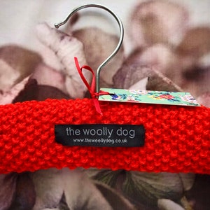 Children&#39;s Padded Hanger, Hand Knitted Pure Wool Padded Hanger, Baby Shower Gift, Newborn Present, Photo Prop, UK Seller