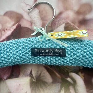 Children&#39;s Padded Hanger, Hand Knitted Pure Wool Hanger, Baby Shower Gift, Newborn Present, Photo Prop, UK Seller