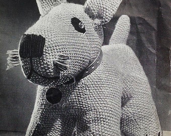 1940年代の紙のコピー、ヴィンテージ編み物パターン、おもちゃの犬の編み物パターン、紙のコピー、オリジナルパターンではありません、ダウンロードではありません、英国の販売者、