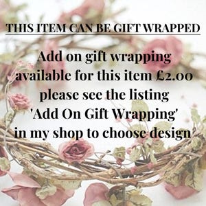 This item can be gift wrapped, Gift Wrapping Add On and Message Available, Choose From 6 Designer Papers, Eco Friendly Wrapping Paper.