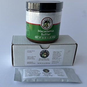 Macadamia Butter Starter Pack - 8 Single Serve Portions - Small Batch Gourmet Nut Butter