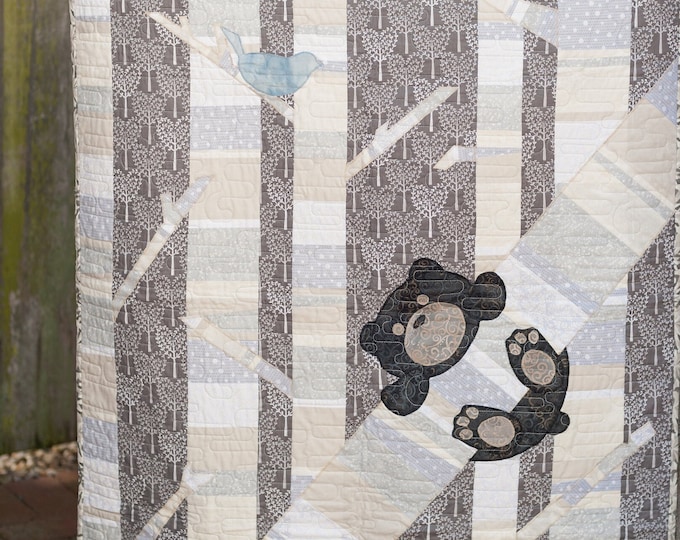 Handmade Woodland Bear Baby Quilt Boy Bears Navy and Gray Etsy