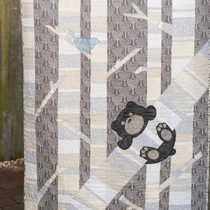 Timber! Baby Quilt Pattern PDF | Appliqué Bird and Bear Quilt | Easy Beginner-Friendly Modern Design | Baby & Twin Sizes | Instant Download