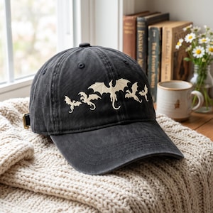 Custom Name Dragon Personalized Embroidered Dad Hat Fantasy Dragon Embroidery Book Lover Gift Reader Hat Dragon Rider Cap Bookish Gift