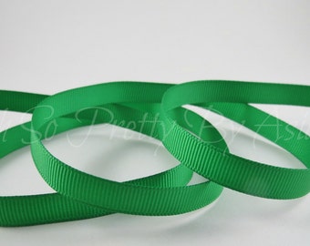 Emerald Green Ribbon, 3/8" 7/8" or 1 1/2" Grosgrain You Choose Length & Width, Bow, Scrap Booking, Sewing, Art Craft Supply, Weaving, Cards