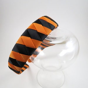 Black and Orange Striped Headband, Halloween Headband, Orange Headband, Black Headband, Woven Headband, Girls Headband, Headbands for Girls image 1