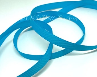 Turquoise Blue Grosgrain Ribbon - You Choose Length & Width - 3/8", 7/8", 1 1/2" - Art Craft Supply, Sewing, Card Making, Scrap Booking, Bow