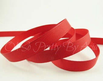 Red Grosgrain Ribbon, Cherry Red Ribbon Supply - You Choose Length & Width -  3/8", 5/8" and 1 1/2" - Hair Bow, Scrap Booking, Sewing, Craft