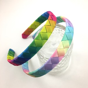 Ombre Headband YOU PICK Primary or Pastel, Rainbow Headband, Braided Woven Headband, Pastel Headband, Primary Headband, Hair Accessory