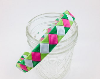 Pink and Green Headband, Hot Pink Headband, Emerald Green Headband, Apple Light Green Headband, Spring Headband, Girl headband Accessory,