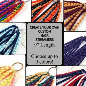 CUSTOM Korker Hair Streamers - You Choose Colors, Team and School Spirit Pigtail Hair Ribbons, Custom Hair Ties, Ponytail Holder Accessory,