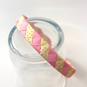 Pink and Yellow Headband, Lemonade Stand Headband, Summer Accessory, Braided Headband, Pink Lemonade, Headbands for Girls, Girls Headband