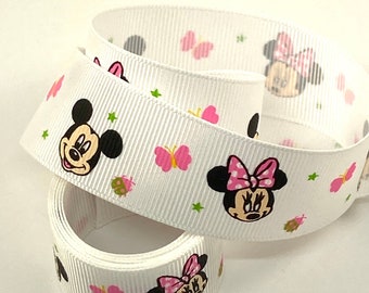 Mouse Character Ribbon, Princess 1" Ribbon, Girl Ribbon, White Ribbon Supply, Grosgrain, Hair Bow Supply, Sewing Ribbon, Scrap Booking