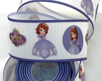 Princess Ribbon, Purple Princess 1" Ribbon, Purple & White Ribbon, Ribbon Supply, Grosgrain, Hair Bow Supply, Sewing Ribbon, Scrap Booking