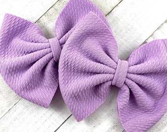 Lavender Hair Bow: Light Purple Fabric, Spring Headband or Ponytail Bow
