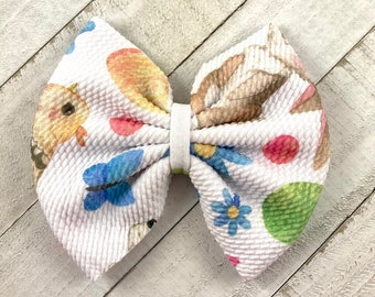 Spring Hair Bow, Spring Headband, Spring Ponytail Bow, Bullet Fabric Bow, Baby Headband, Baby Bow - You Choose Clip, Ponytail or Headband