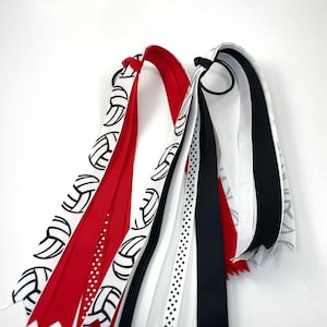 Custom Volleyball Hair Streamers: Sports Team Ponytail Ribbons, You Choose Your Team Colors
