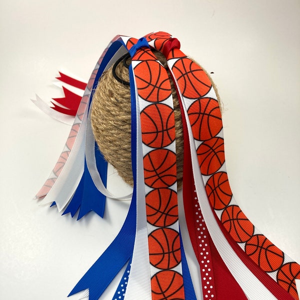 CUSTOM Basketball Ponytail Streamers, Basketball Hair Ribbons, Sports Pigtail Ribbon Hair Streamers, Custom Basketball Team Ponytail Bows