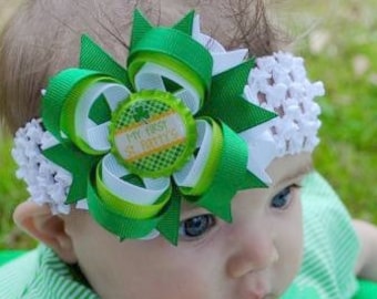 Babys First St Patricks Day - My First St Patricks Day Hair Bow - Green Hair Bow - St Pattys Day - Newborn Hair Bow - Infant Hair Bow