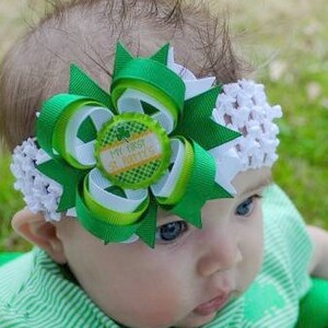 Babys First St Patricks Day My First St Patricks Day Hair Bow Green Hair Bow St Pattys Day Newborn Hair Bow Infant Hair Bow image 1