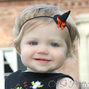 Witch Hat Headband or Hair Clip, Mini Halloween Witch Hat, Halloween Headband, Witch Hat, Black Witch Hat Headband, Baby Mini Witch Hat Bow