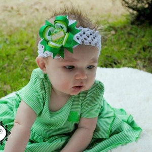 Babys First St Patricks Day My First St Patricks Day Hair Bow Green Hair Bow St Pattys Day Newborn Hair Bow Infant Hair Bow image 2