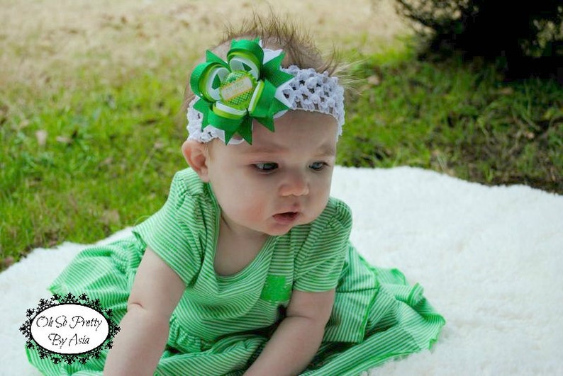 Babys First St Patricks Day My First St Patricks Day Hair Bow Green Hair Bow St Pattys Day Newborn Hair Bow Infant Hair Bow image 2